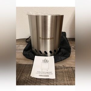 NWOB Yeenoon Mini Fire Pit Table Top Smokeless Stove Uses Pellets or Wood